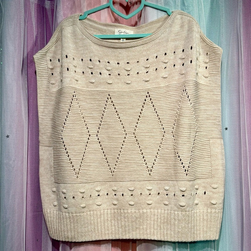 Jessica Simpson Cream Knit Sleeveless Sweater, XL